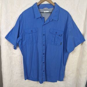 Columbia Men’s 2XL XXL Blue Button Down Vented Fishing Shirt Comfort Outdoors